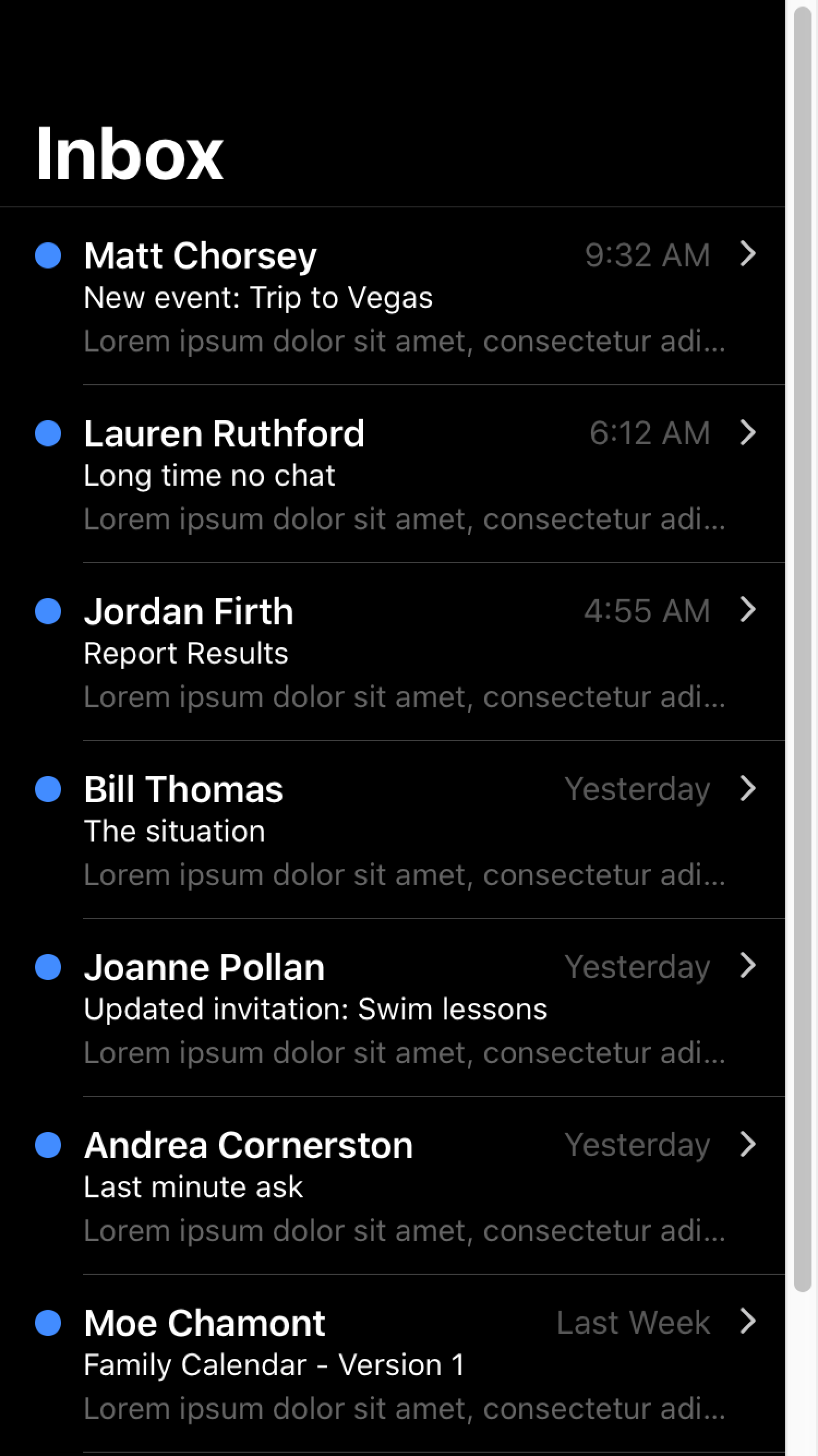 应用程序界面中默认的浅色主题滚动条。