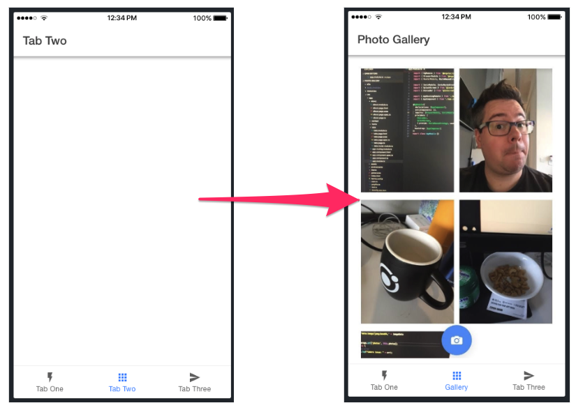Ionic 应用从空白的“标签页二”变身为包含图片的“照片库”的过程