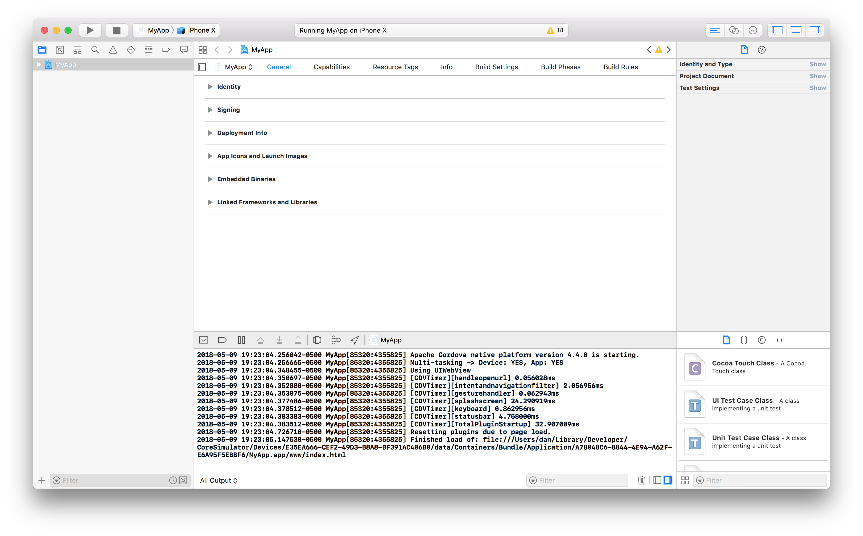 Xcode Console 输出显示在模拟器上运行的 iOS 应用的日志。